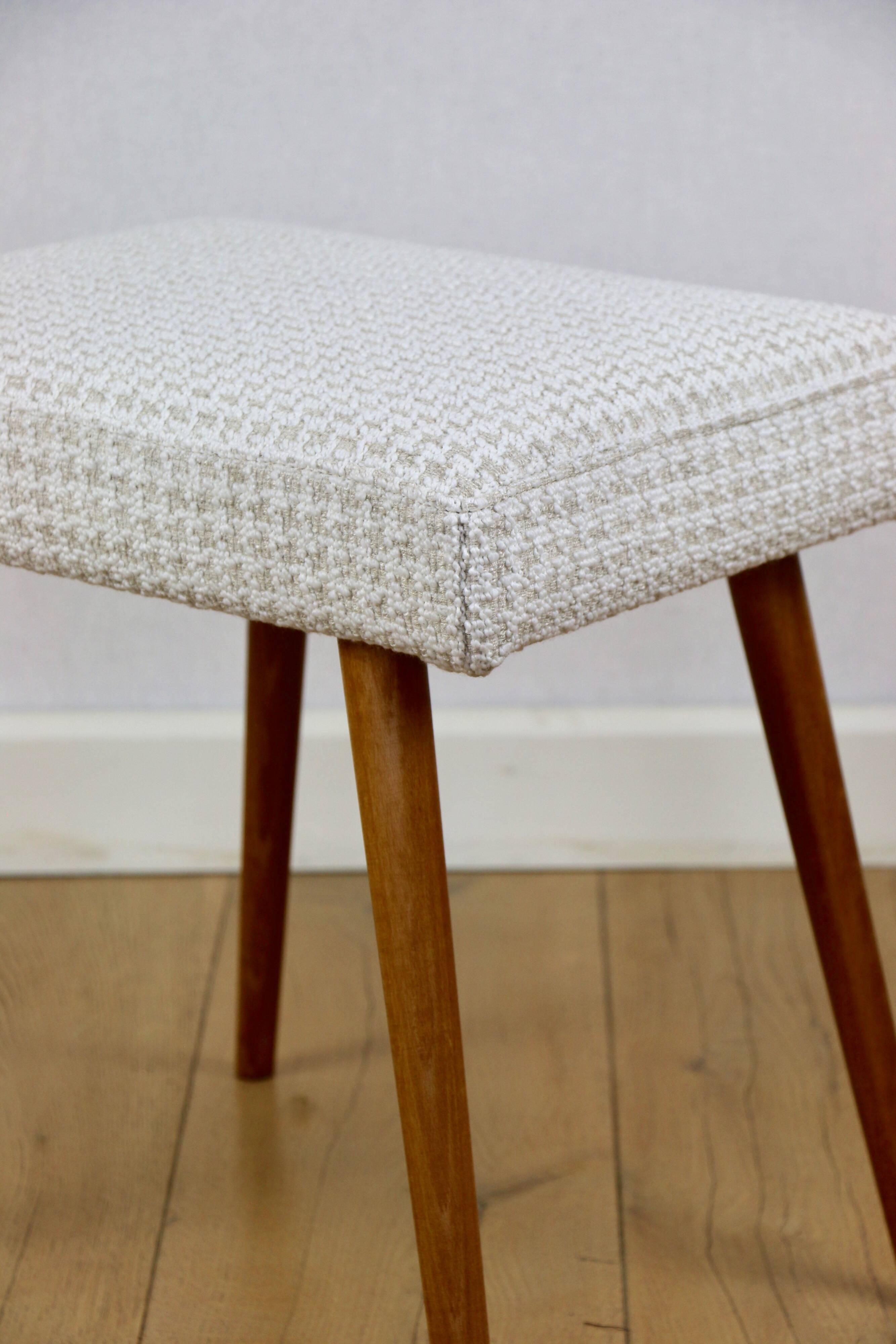 Cream herringbone stool seat - round beech legs