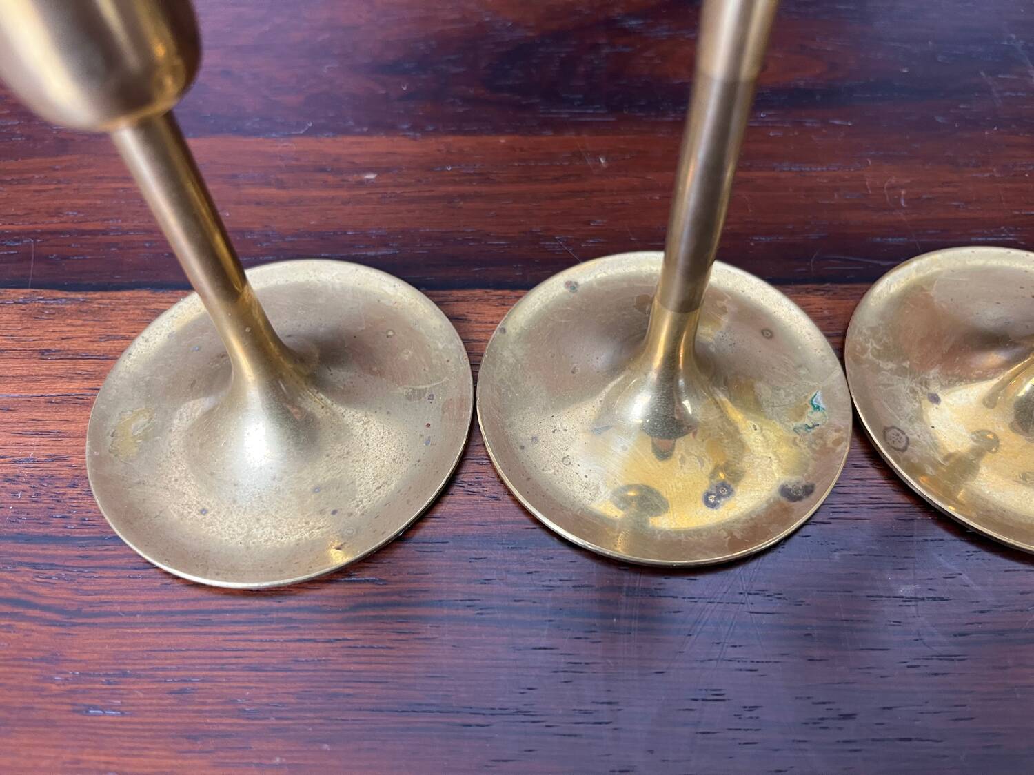 4 Scandinavian brass candlesticks from the 1960s