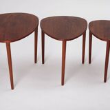 Set of Three Nesting Tables by Beder Trædrejeri, Denmark 1960s