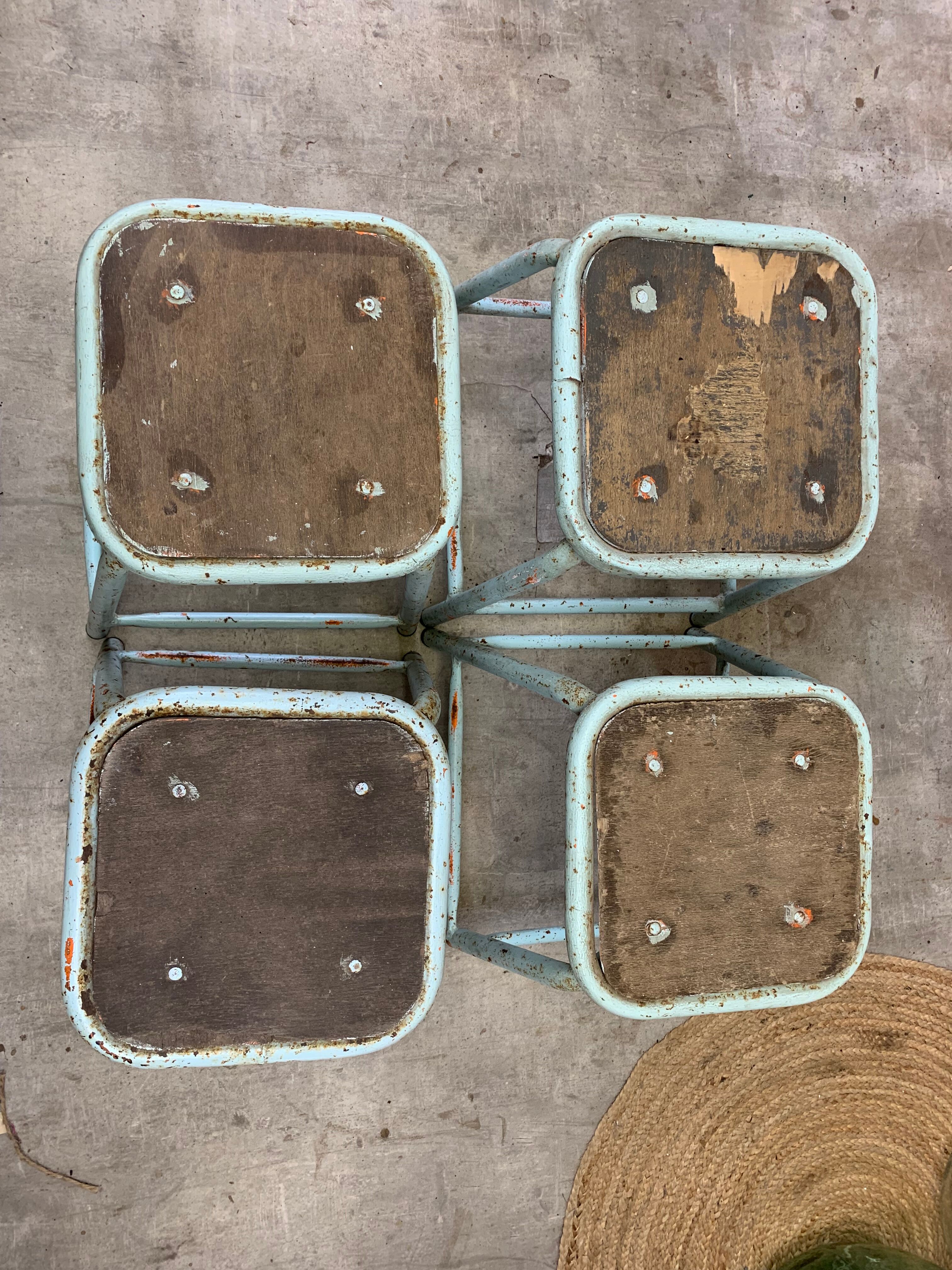 Series of 4 vintage stools