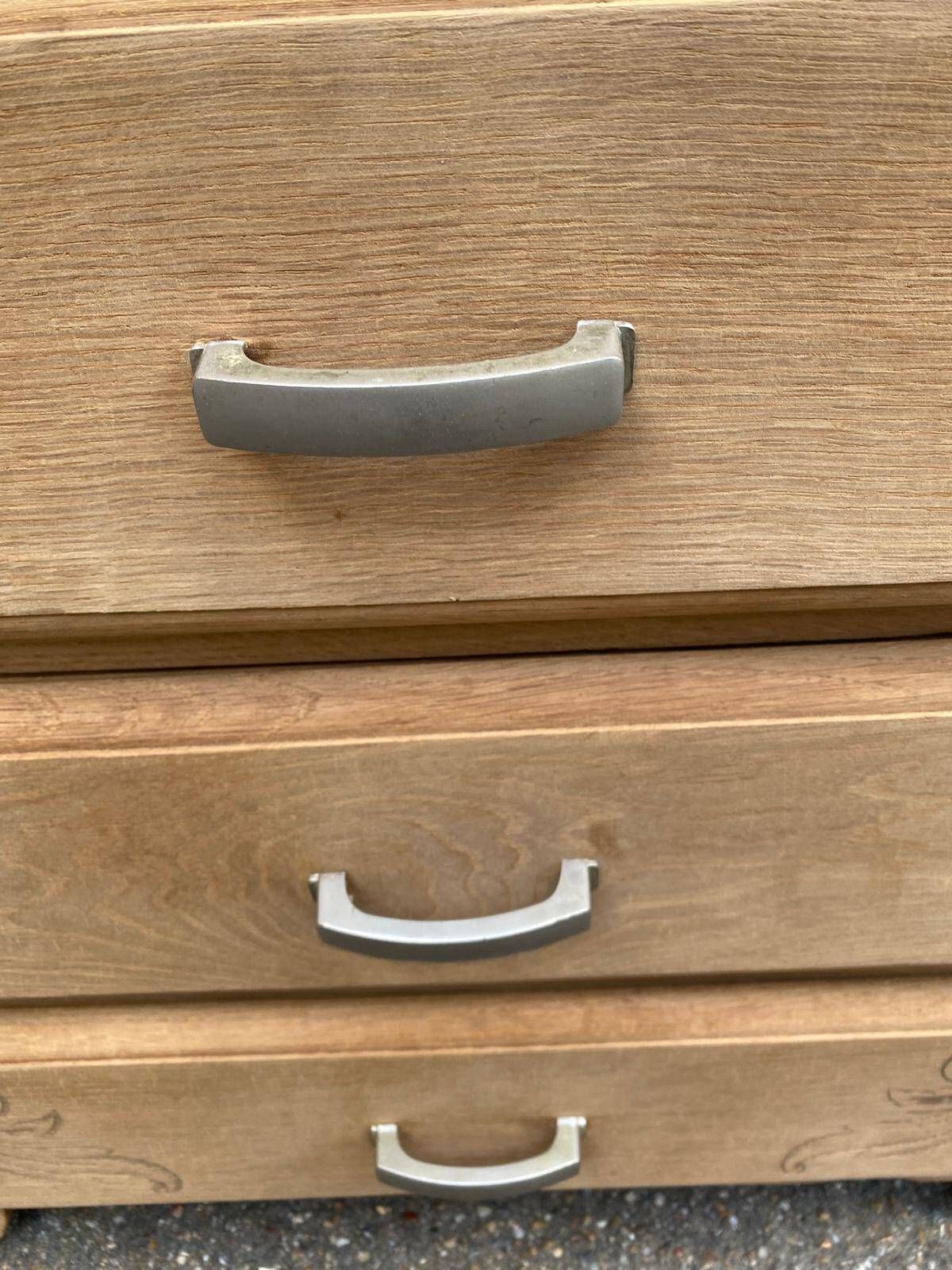 Petite commode art déco rénovée en chêne brut 1950