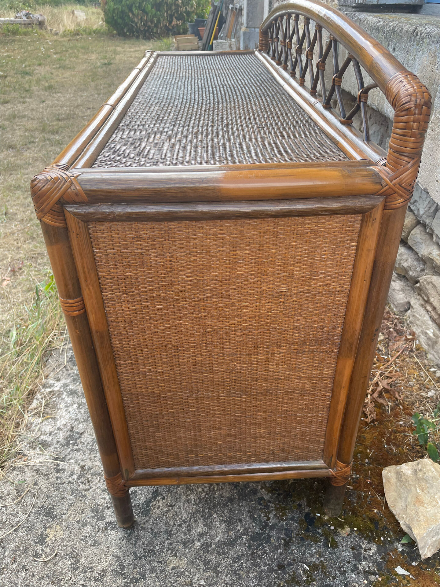 Vintage bamboo and rattan desk – 1960s-70s