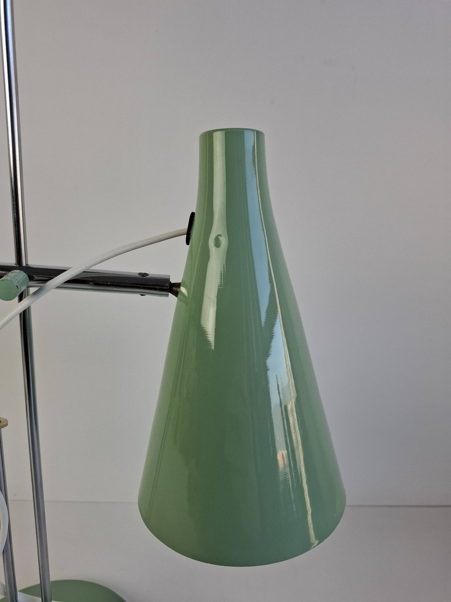 Josef Hůrka for Lidokov Midcentury Modern Table Lamp in Green Metal