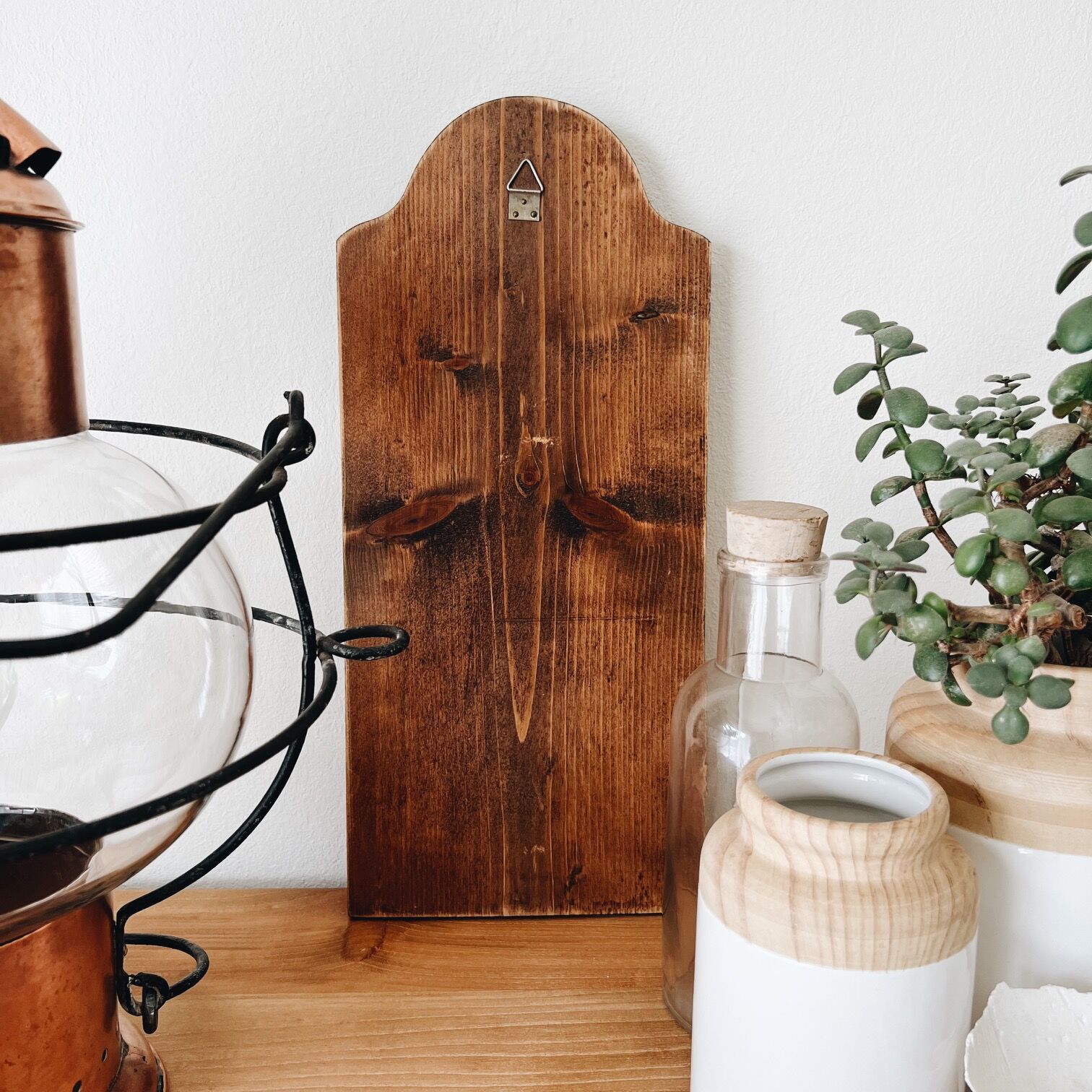 Wooden and black mirror