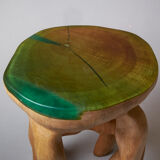 Unique Carved Stool From Single Piece of Wood