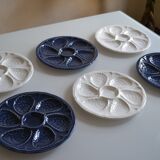 6 white porcelain oyster plates