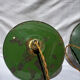 Old suspension pair in green and white enamelled sheet metal.
