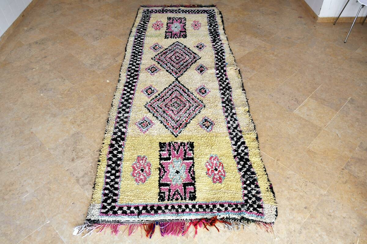 Vintage Moroccan Berber Boucherouite rug 345 x 128 cm (very good condition)