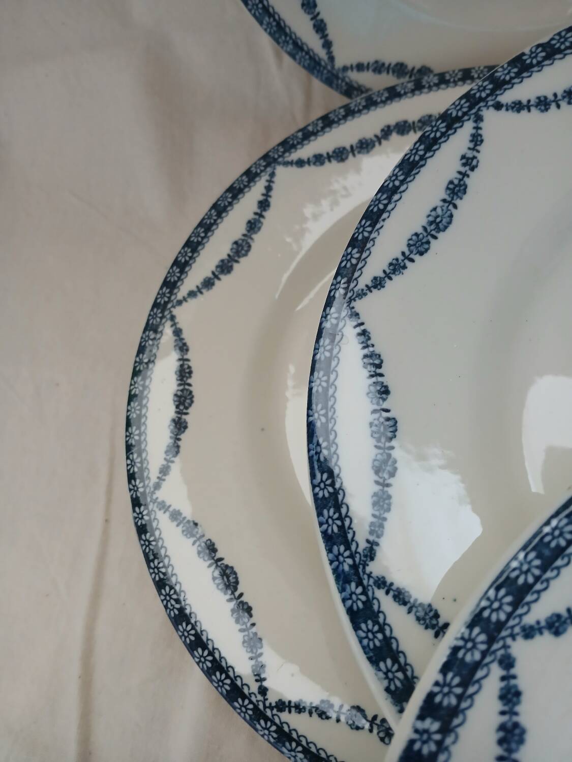 12 antique ironstone dinner plates