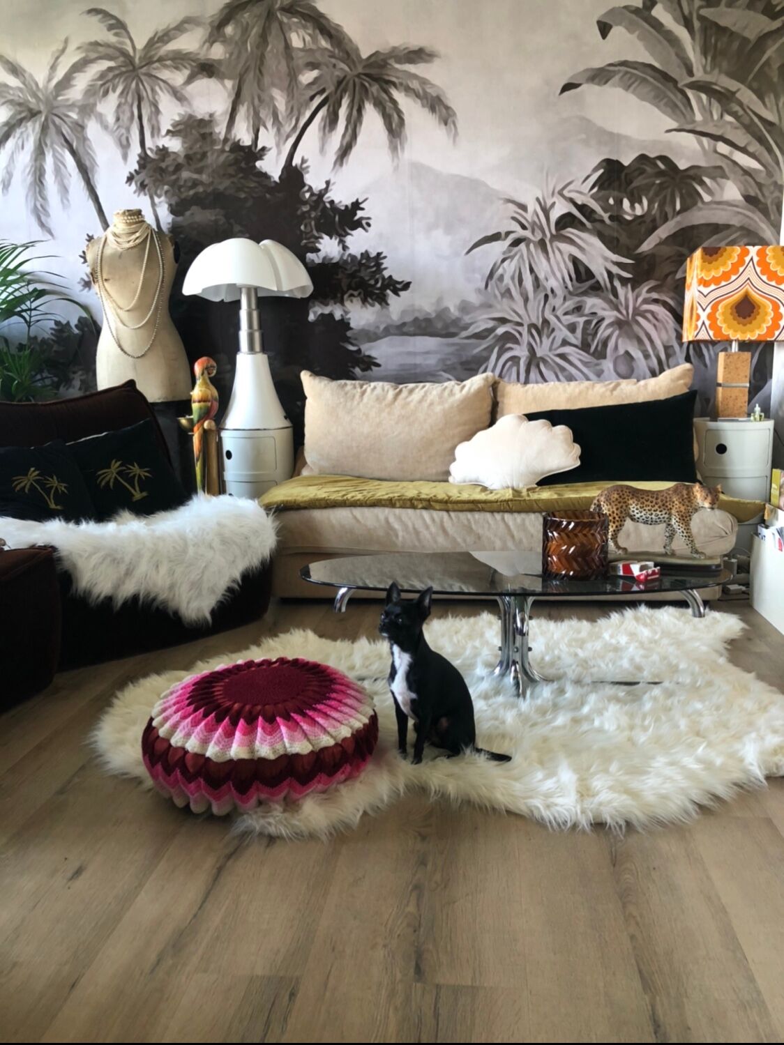 Coffee table smoked glass and chrome