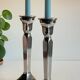 Pair of vintage cast aluminum candlesticks
