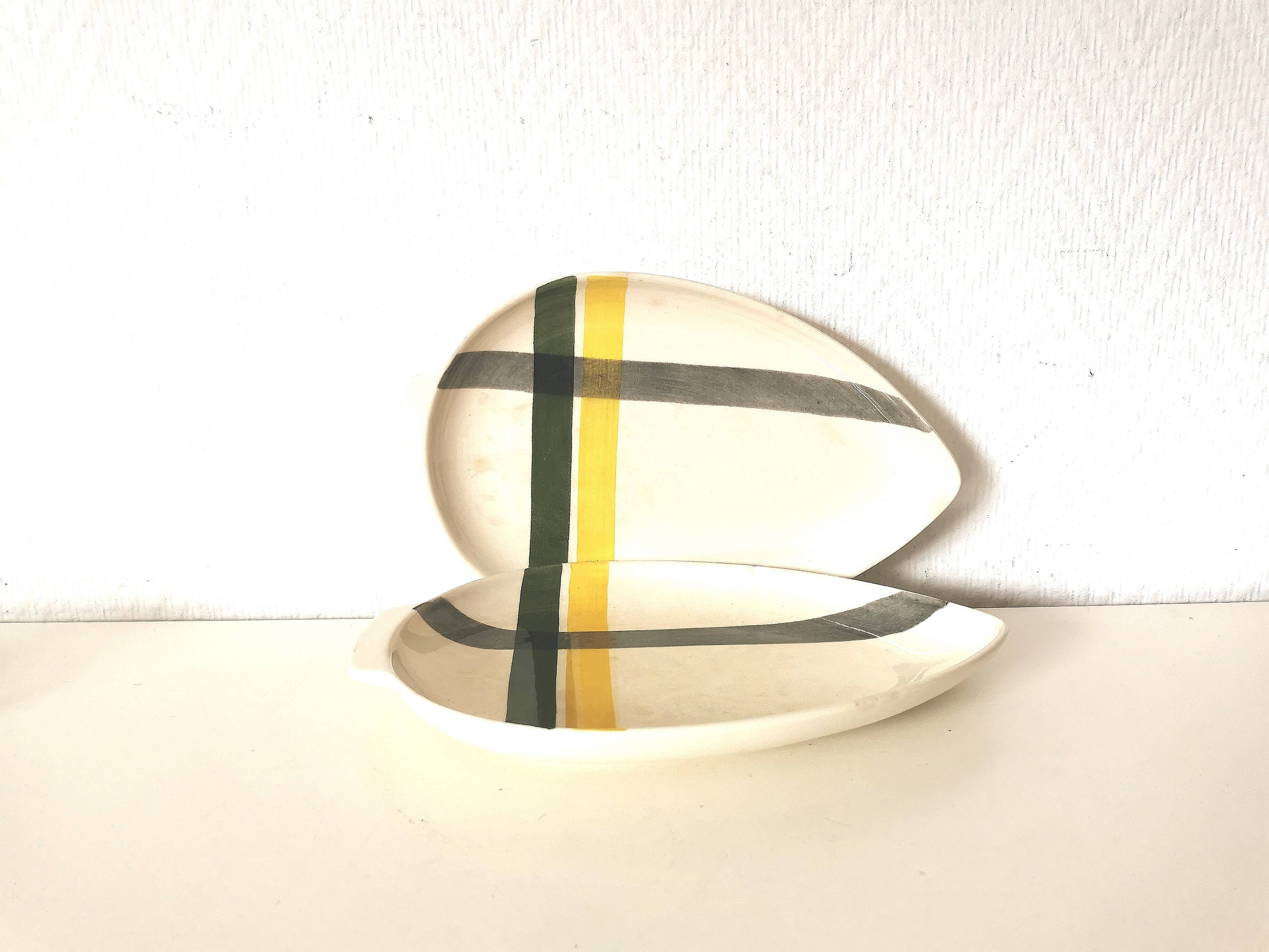serving dish, tray, yellow and green butter dish