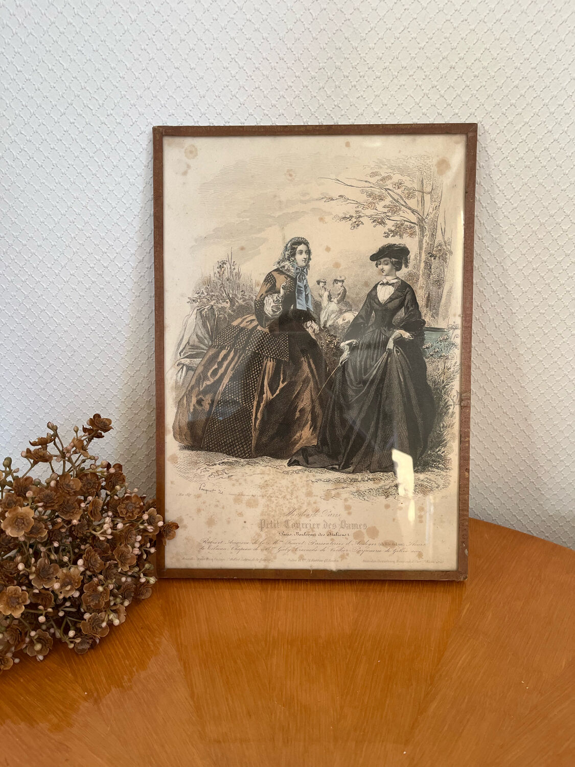 Old engraving titled Fashions of Paris framed
