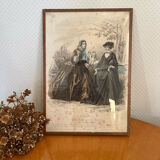 Old engraving titled Fashions of Paris framed