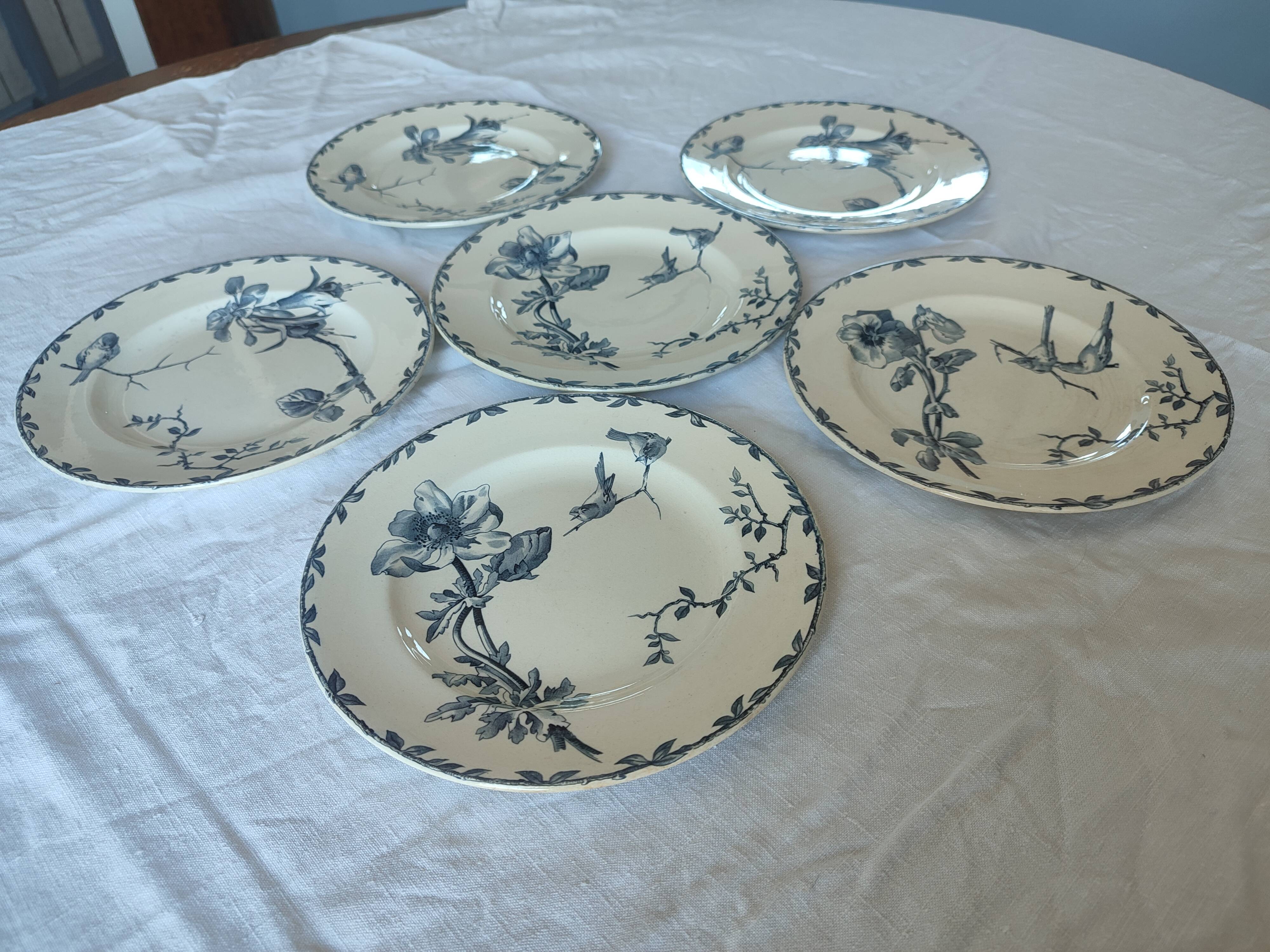 6 “Oxford” ironstone dessert plates from Choisy le Roi