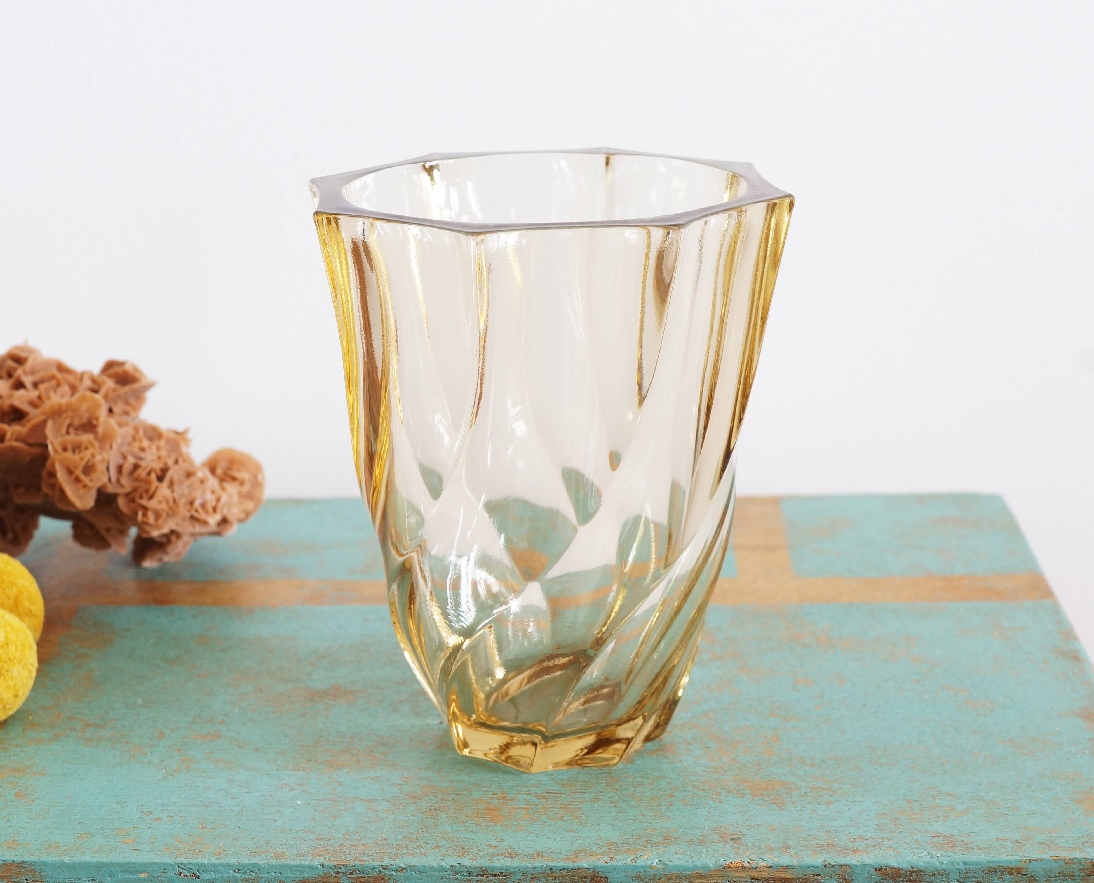 70s smoked glass vase