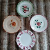 8 antique dessert plates from Digoin and Sarreguemines