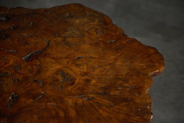 Table basse en bois de burl organique, France, années 1950