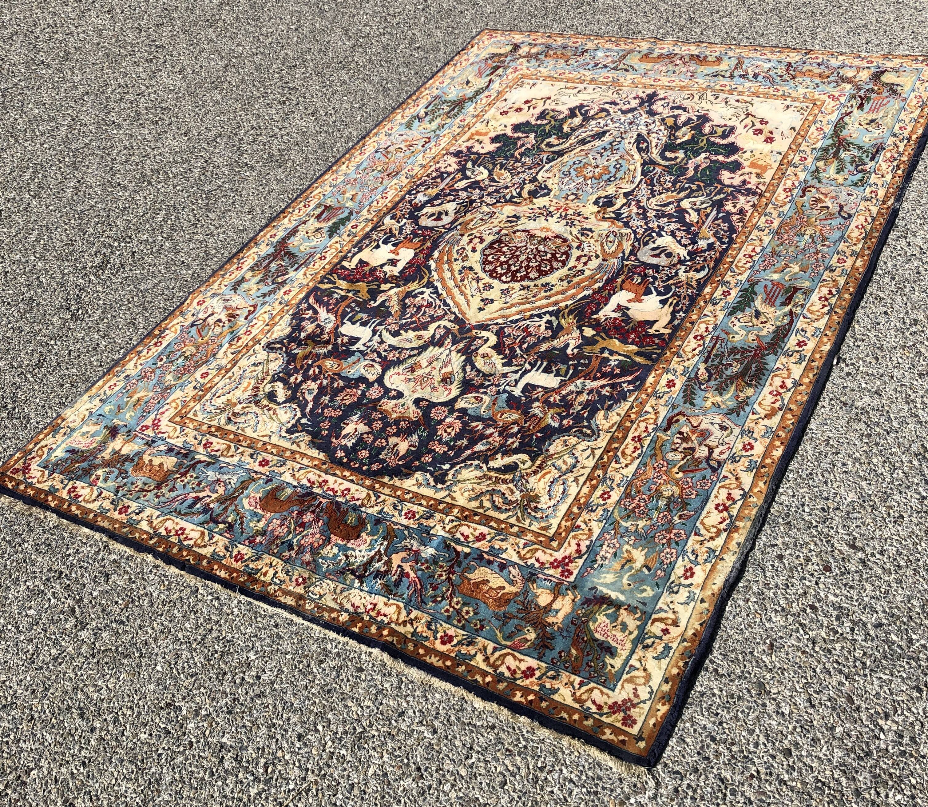 Tapis d'orient persan iran ispahan laine et soie 150x225cm