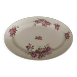 Oval porcelain serving dish decorated with roses MF Limoges
