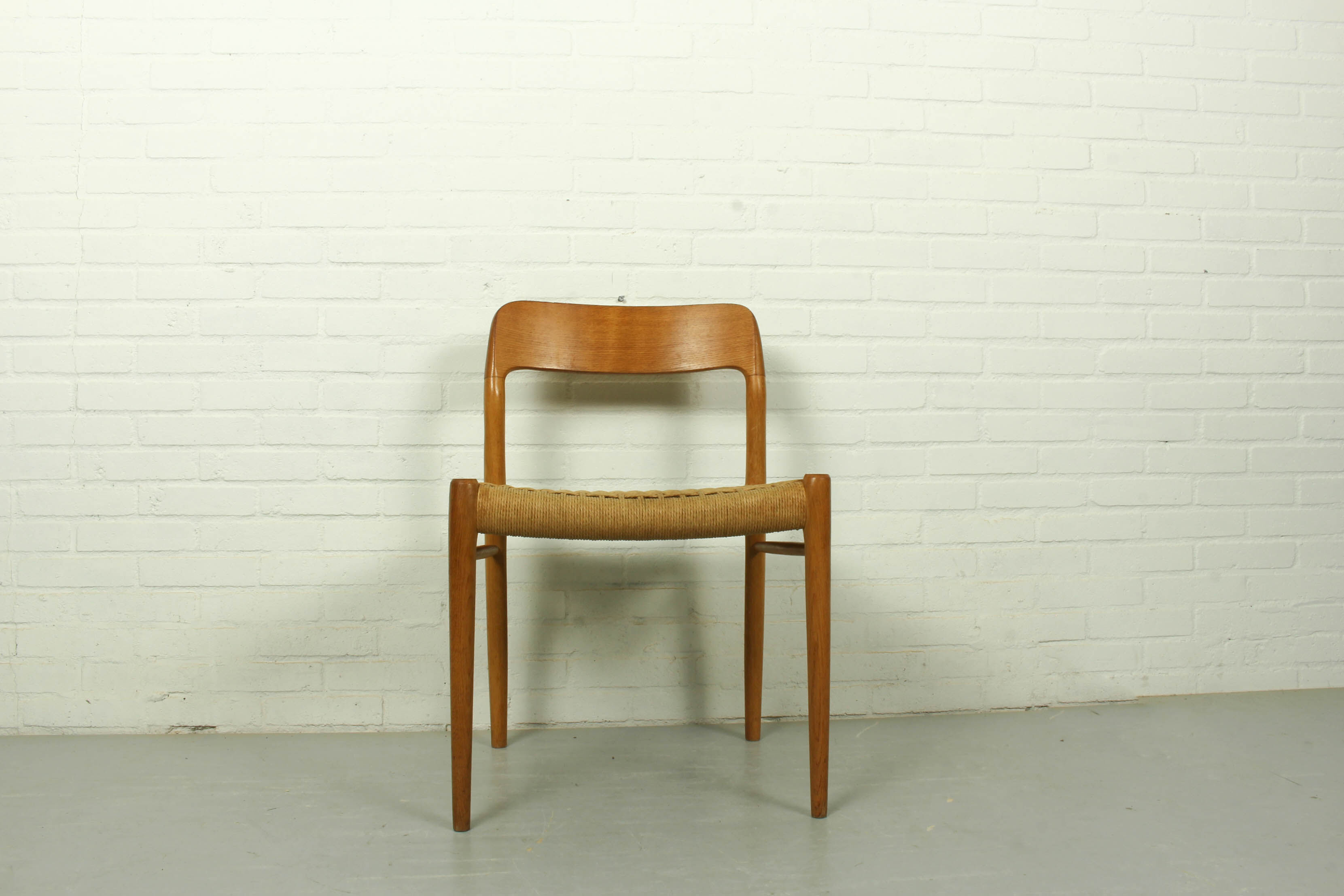 Niels Møller Model 75 oak papercord dining chair for J.L Møller