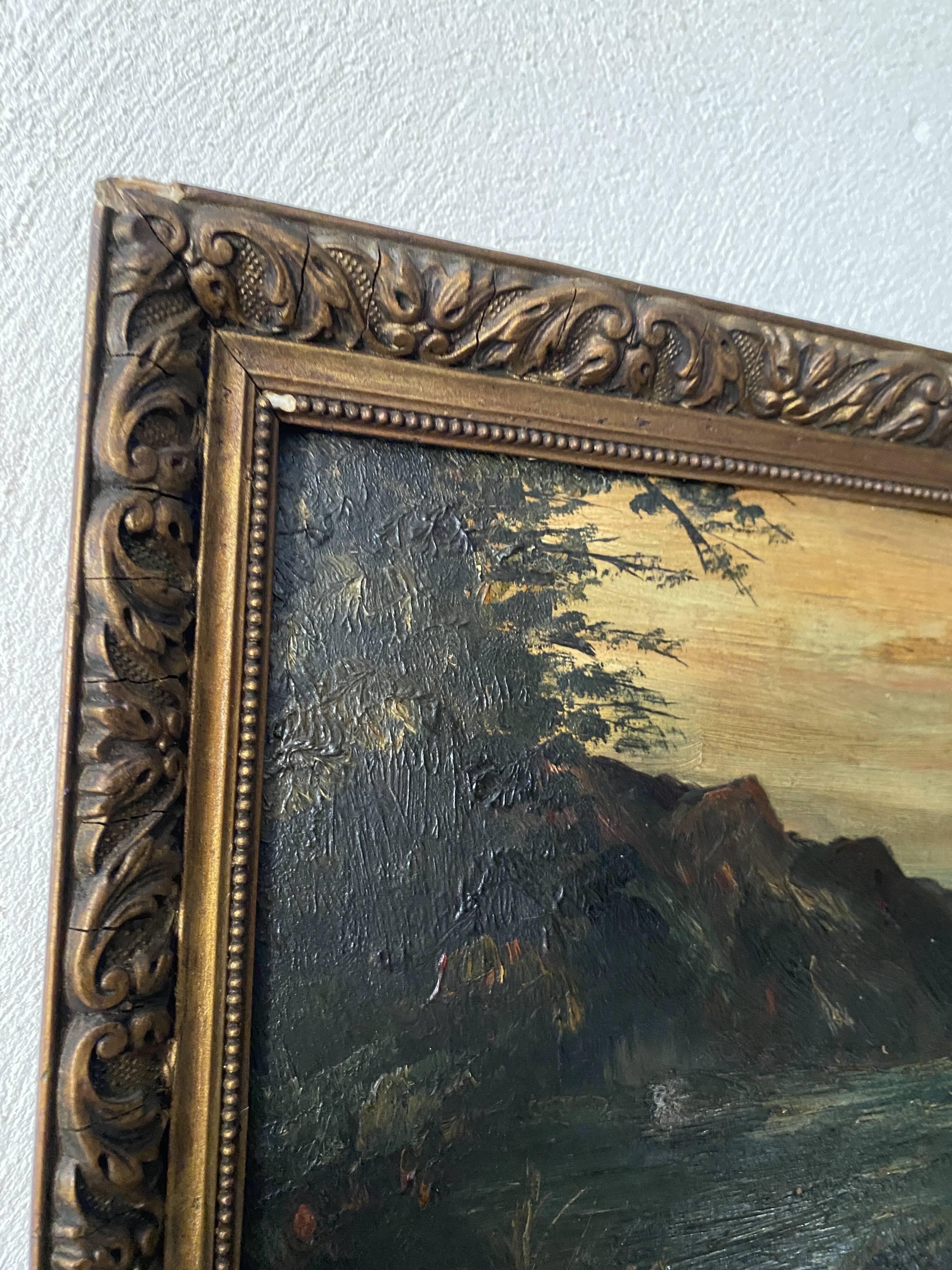 Oil and wood frame, ca 1900