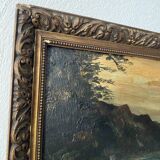 Oil and wood frame, ca 1900