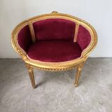 Fauteuil bois doré et velours rouge Louis XVI