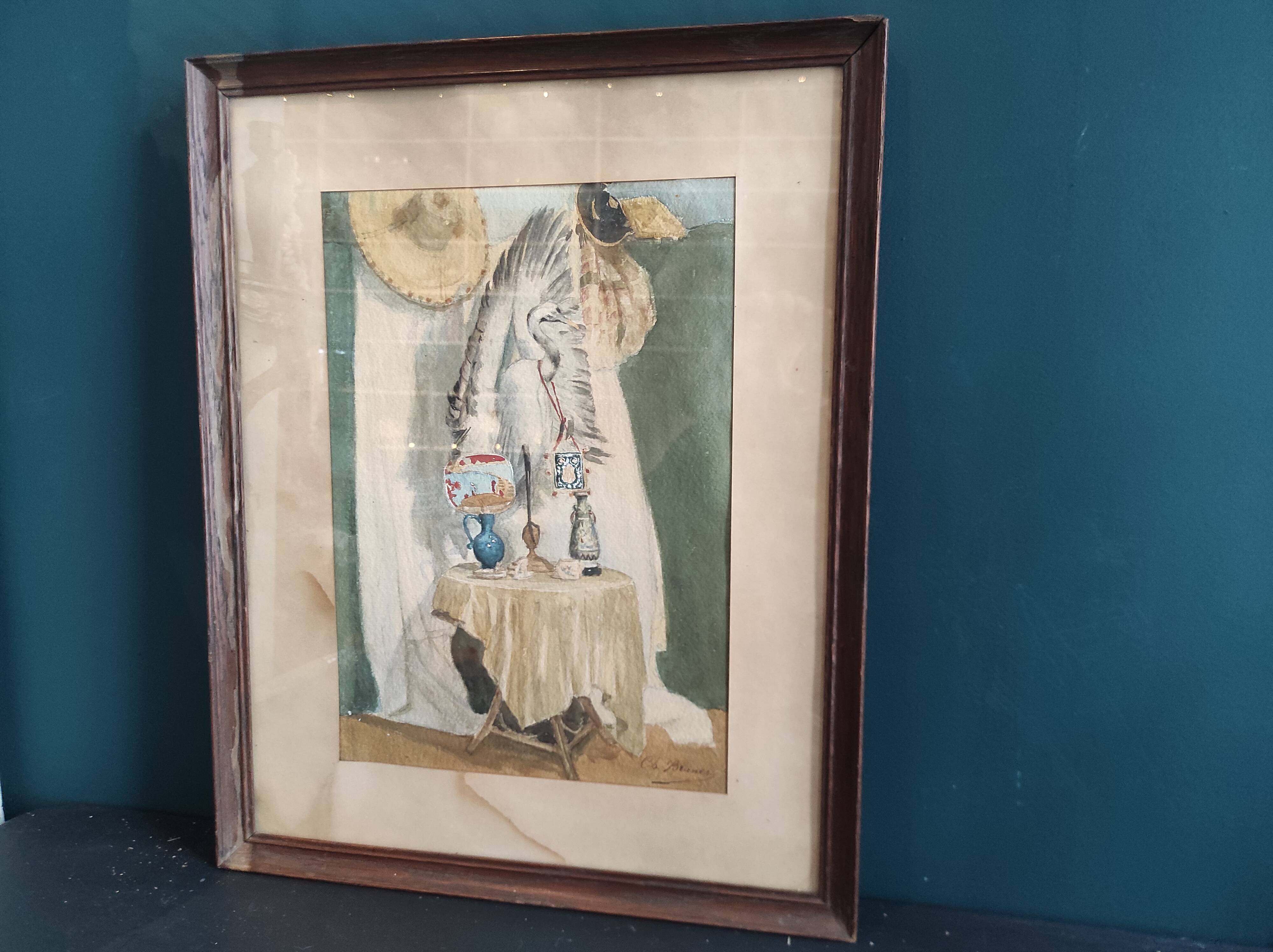 Aquarelle ancienne française, Charles Bruneau (?-1891)