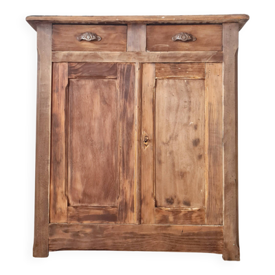 Buffet parisien bas ancien en bois patiné - intérieur fleuri