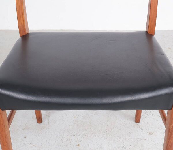Chaises en teck et cuir par Arne Wahl Iversen pour Glyngøre Stolefabrik, 1960