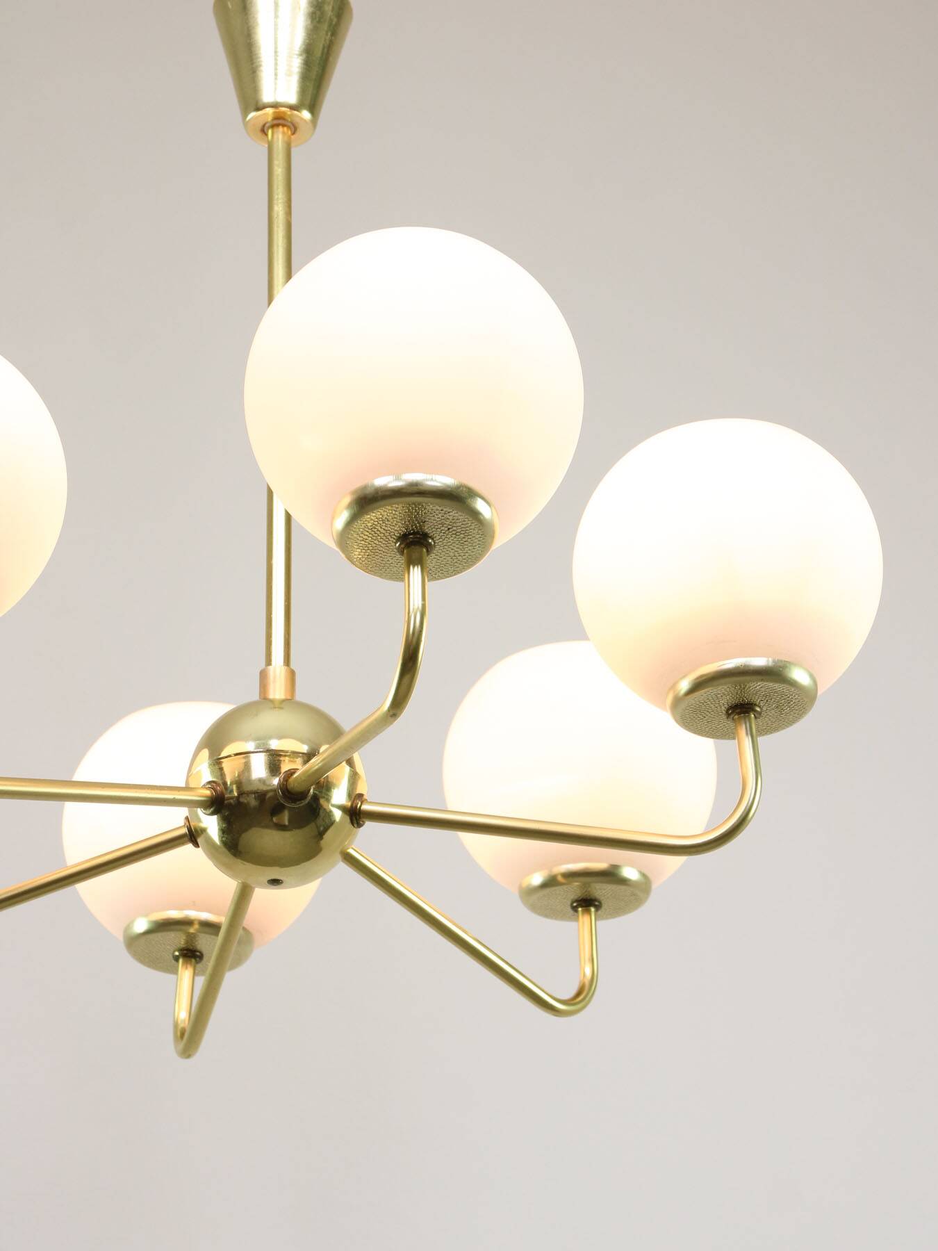 Mid-century Upward Sputnik Golden Chandelier, 60s