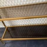 Console smoked glass and brass Italian design year 70 in the taste of nanda vigo