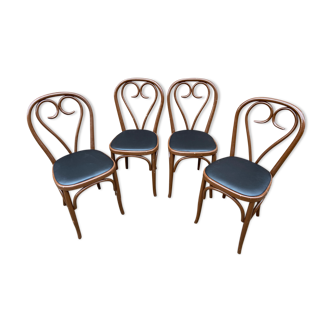 4 Viennese restaurant chairs curved wood imitation leather