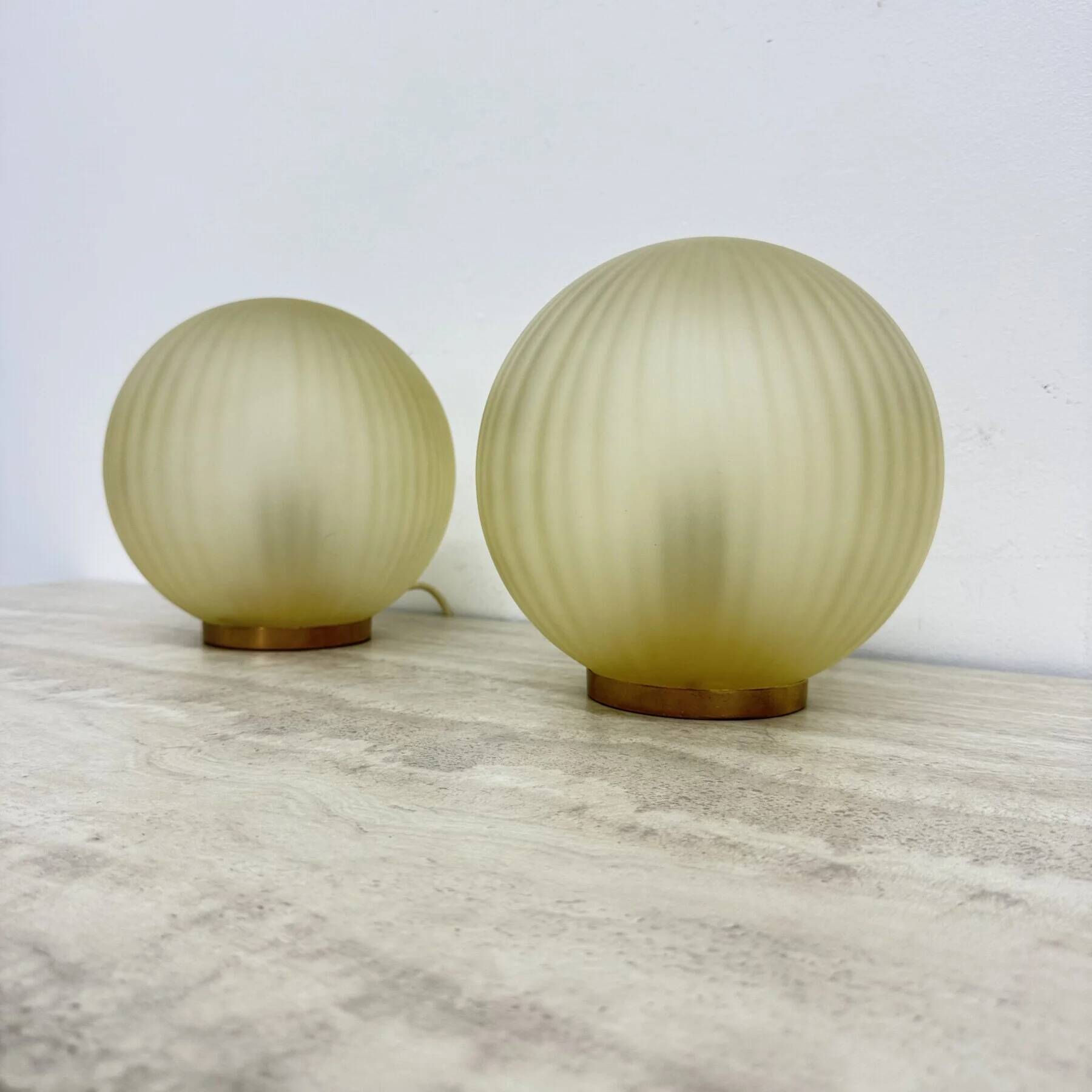 Pair of 2 glass swirl lamps, 1970 Italy