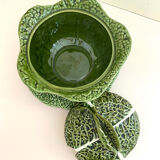 Ensemble plat et soupiere chou vert en barbotine