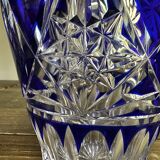 Vase Baccarat en Cristal Taillé Bleu Cobalt H 26 cm