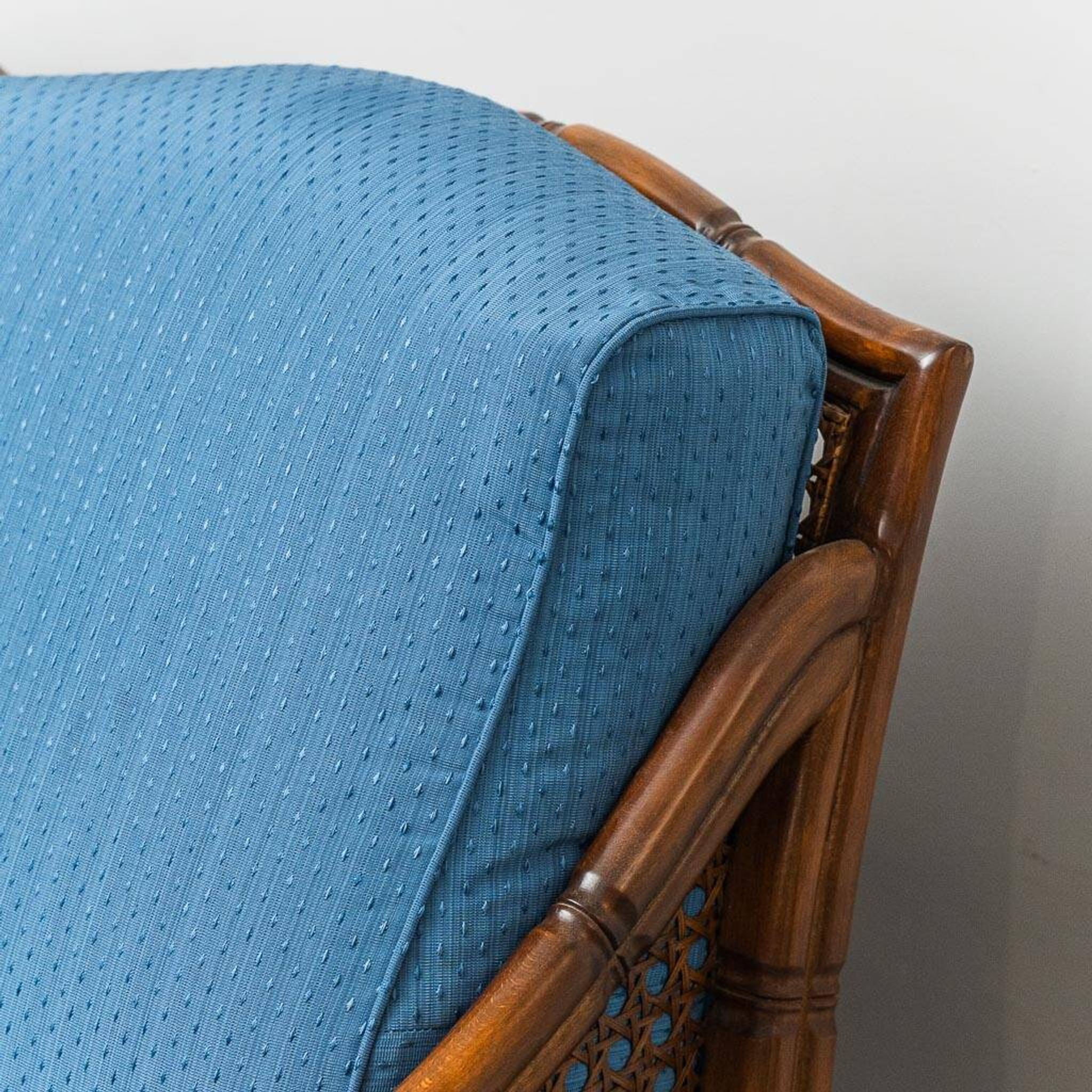 Vintage 2-seater sofa in bamboo and Vienna straw 1960s modernism