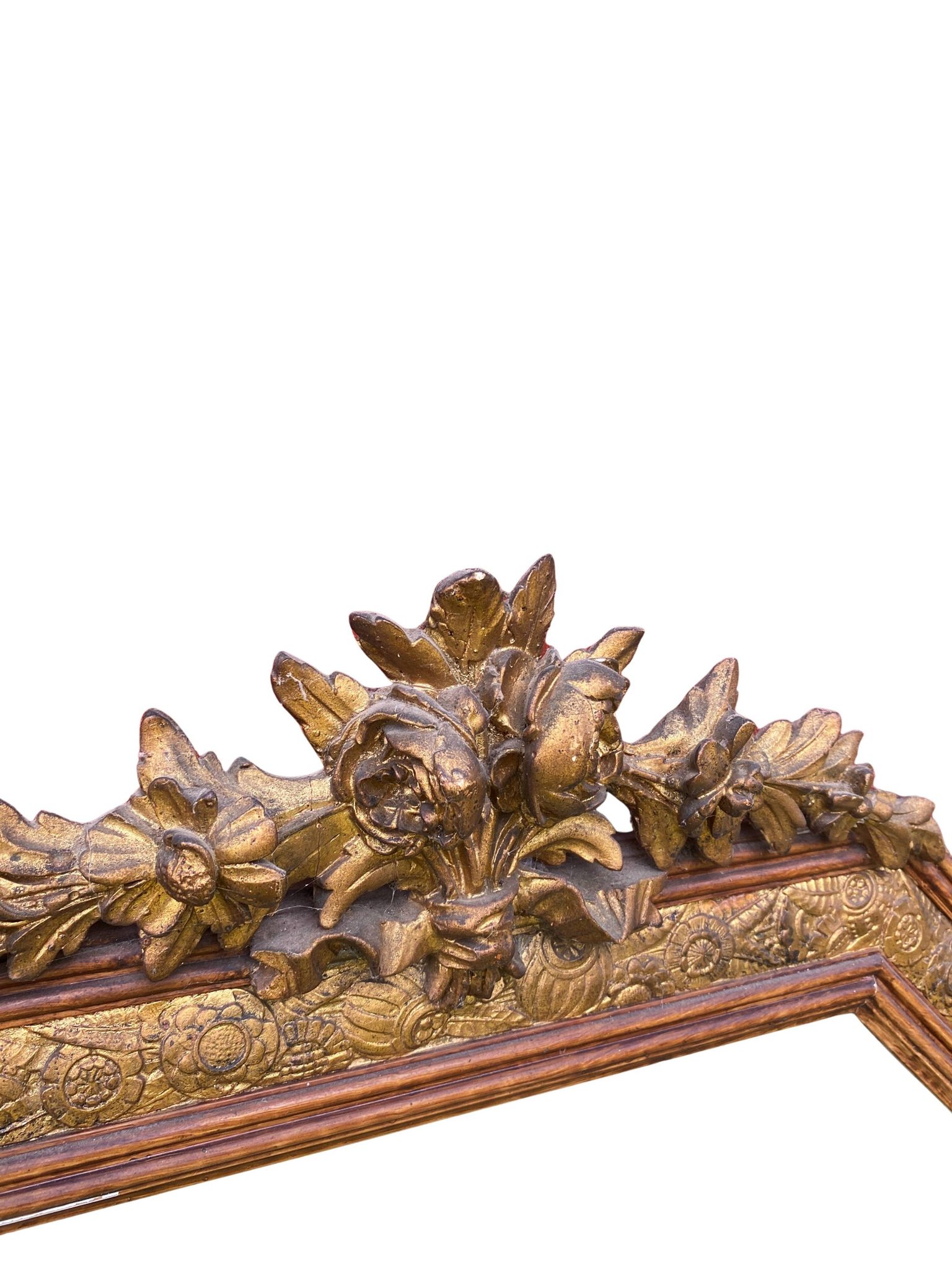 Large gilded wood mirror, Louis XVI - Art Nouveau transition style, mirror