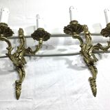 Paire d’appliques bronze 2 lumières style Louis XV