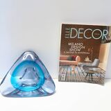 Large Triangular Blue Murano Glass Trinket Bowl - Ashtray, Italy