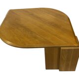 Table basse vintage en forme de larme wabi sabi brutaliste en chêne massif