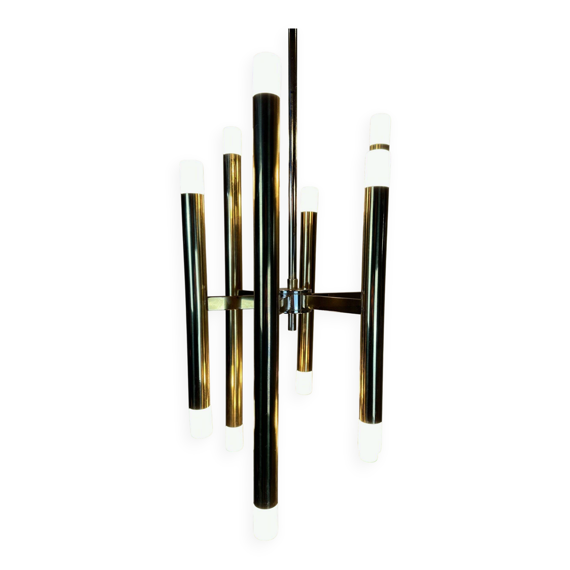 Vintage brass tubular Boulanger pendant lamp