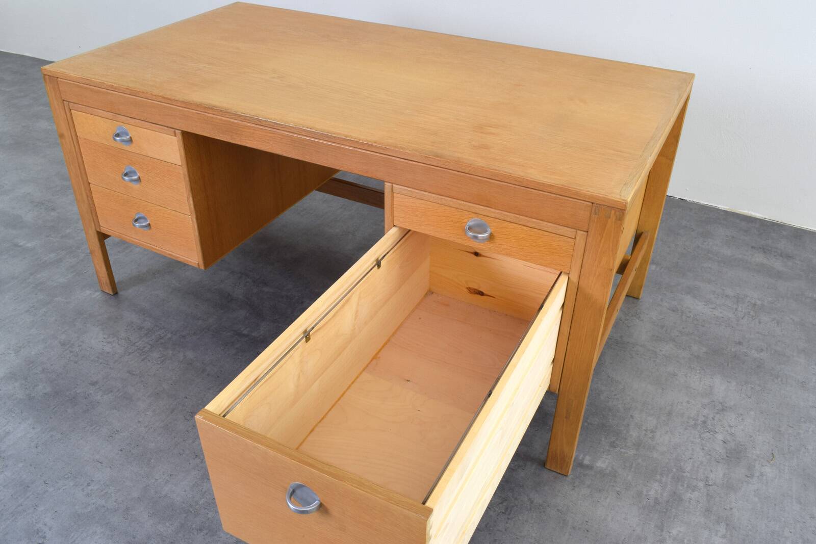 Mid-Century Oak Desk by Chr. Rasmussen for Randers Møbelfabrik, 1970s.