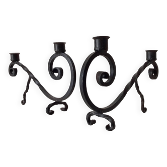 Pair of vintage wrought iron candlesticks from the 50s/60s