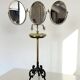 BARBER'S TRIPTYCH MIRROR IN BRASS, NAPOLEON III PERIOD, ADJUSTABLE IN HEIGHT