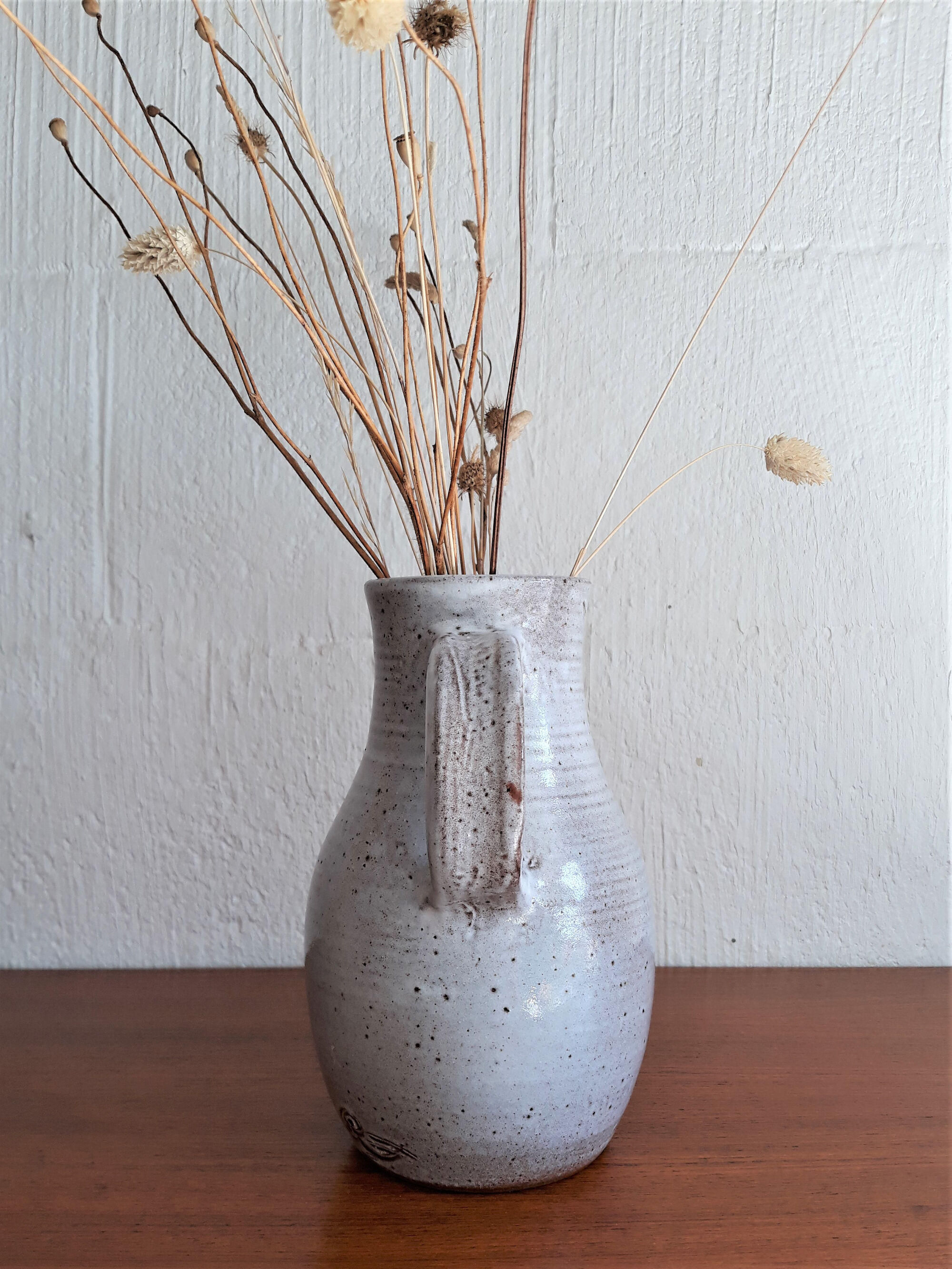 Vintage ceramic pitcher Jeanne and Norbert Pierlot glazed sandstone 1950