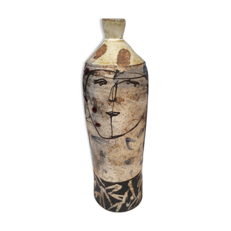 Vase bouteille en céramique années 80