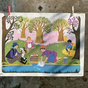 School poster Nathan Daniel and Valérie outdoor family life scene 1965