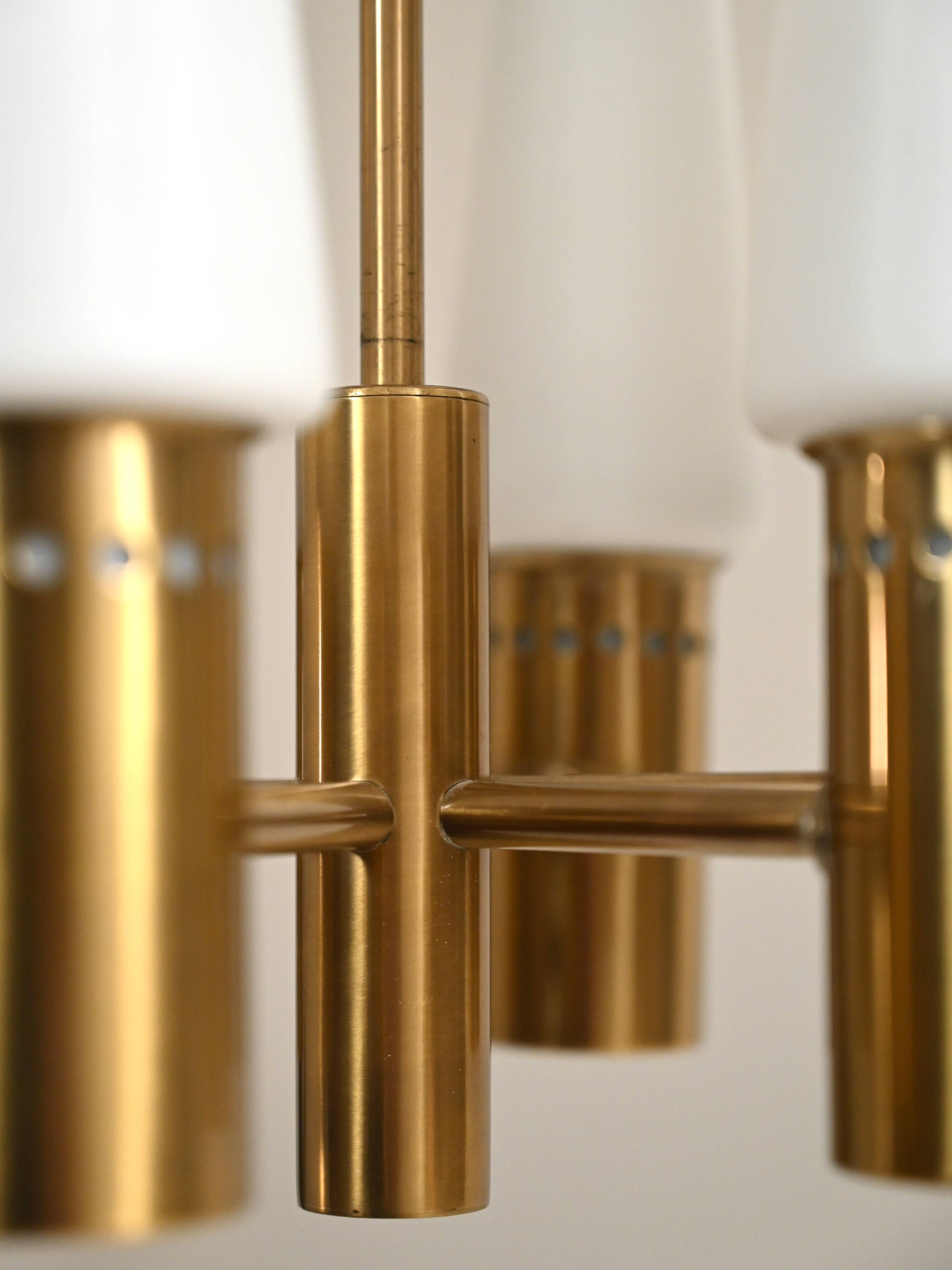 1950s brass and glass chandelier by Hans-Agne Jakobsson
